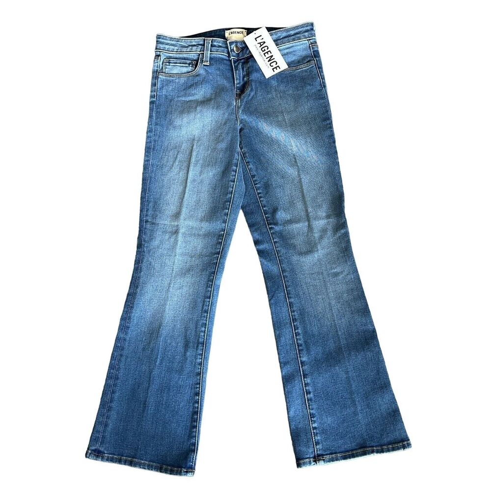 L’AGENCE Lenna Jeans Womens Size 25 Cropped Baby Flare Mid Rise Blue
